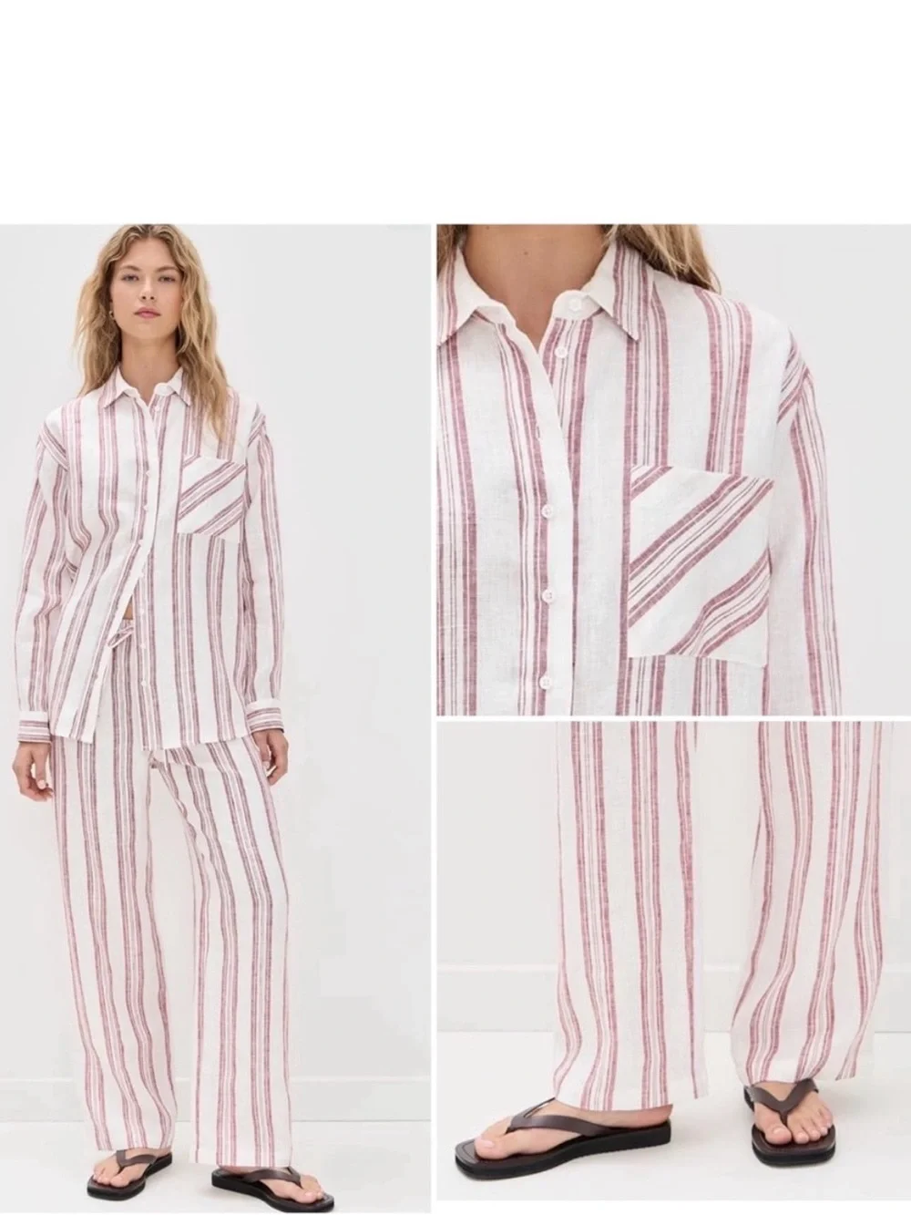 Reformation Linen Stripe Set M/L